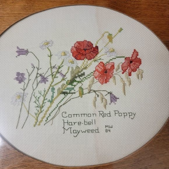 Vintage Wooden Tray with‎ handles 1984 Red Poppies floral cottagecore - Picture 2 of 3